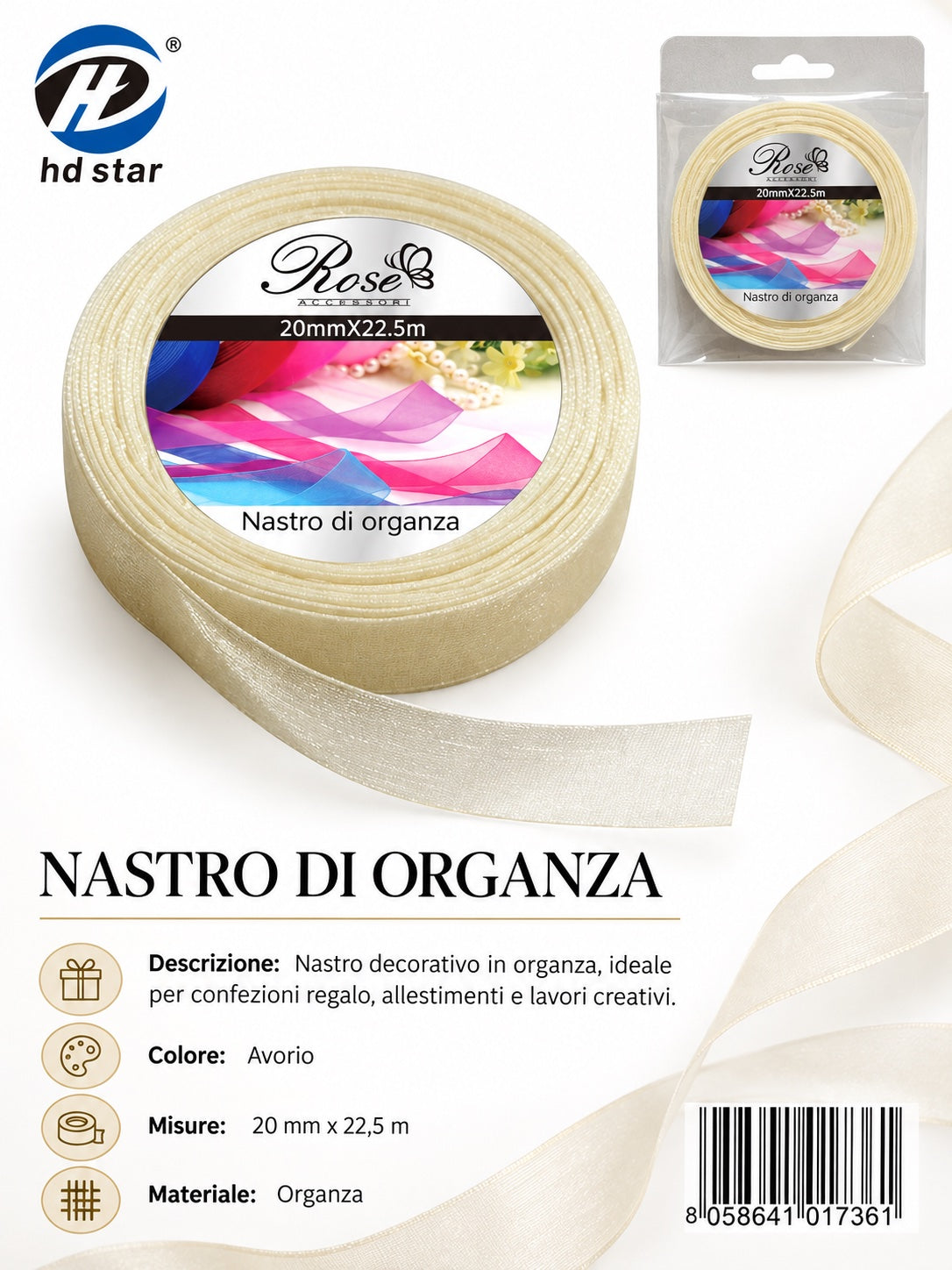 01736 Nastro Di Organza 20Mm*22.5M 20Mm*22.5M 08#