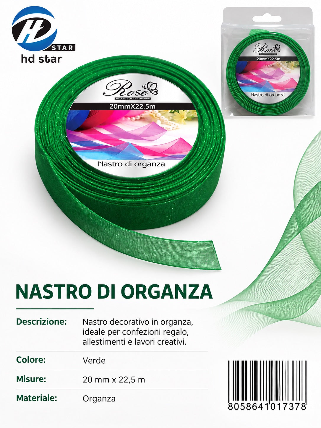 01737 Nastro Di Organza 20Mm*22.5M 20Mm*22.5M 19#