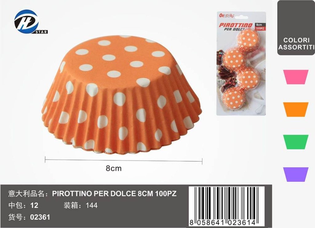 02361 Pirottino Per Dolce 8Cm 100Pzct 144