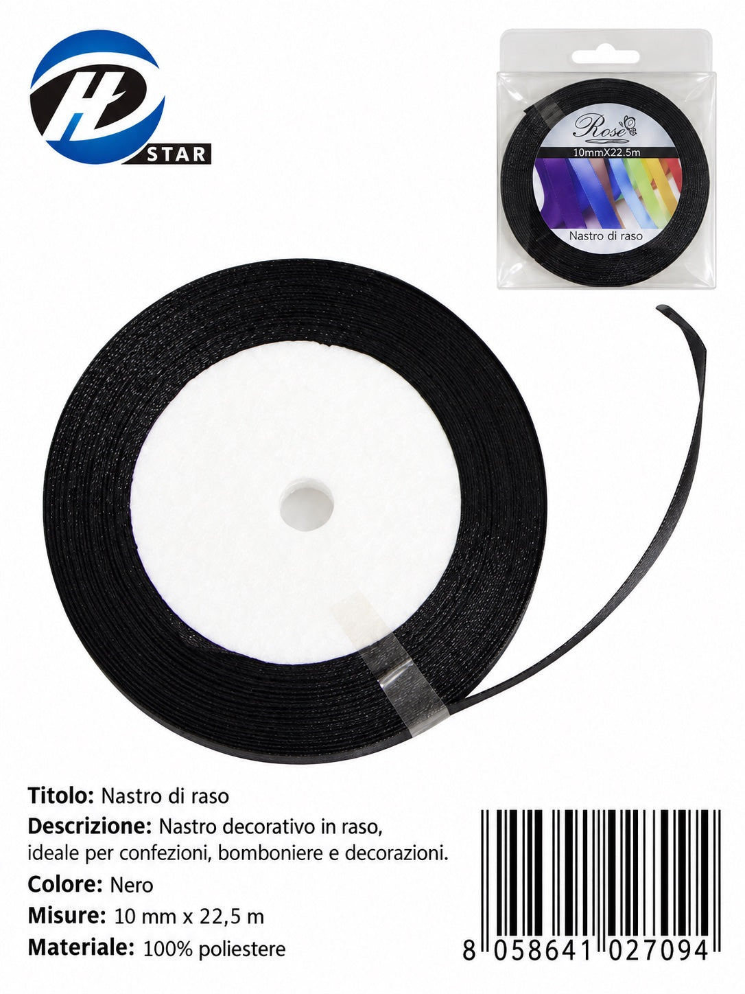 02709 Nastro Di Raso 10Mm*22.5M Ct 240