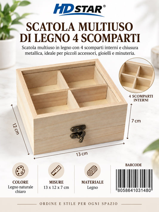 03148 Scatola Multiuso Di Legno 13.5*12*7.2Cm Ct 80