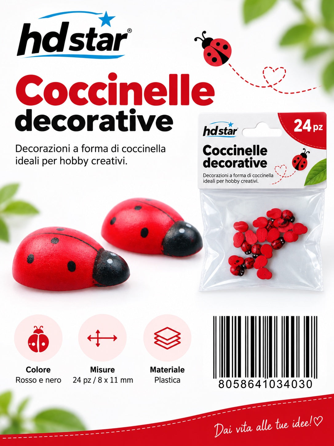 03403 Coccinelle Decorative 24Pz 8*11Mm Ct 480