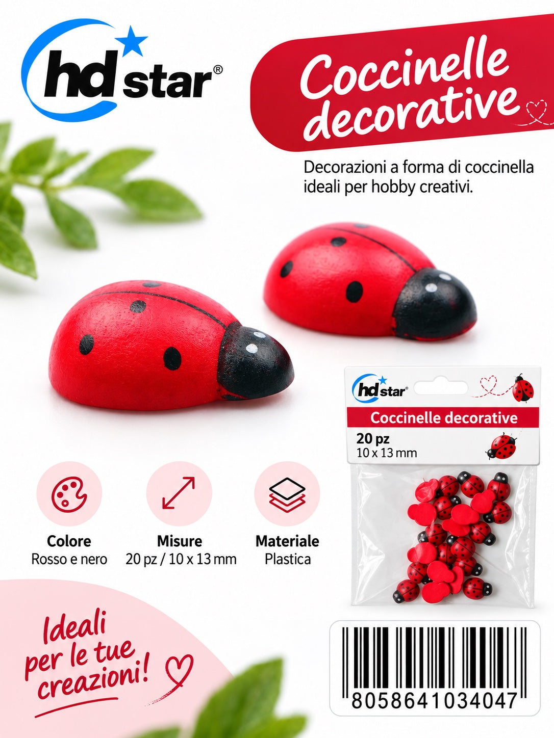 03404 Coccinelle Decorative 20Pz 10*13Mm Ct 480