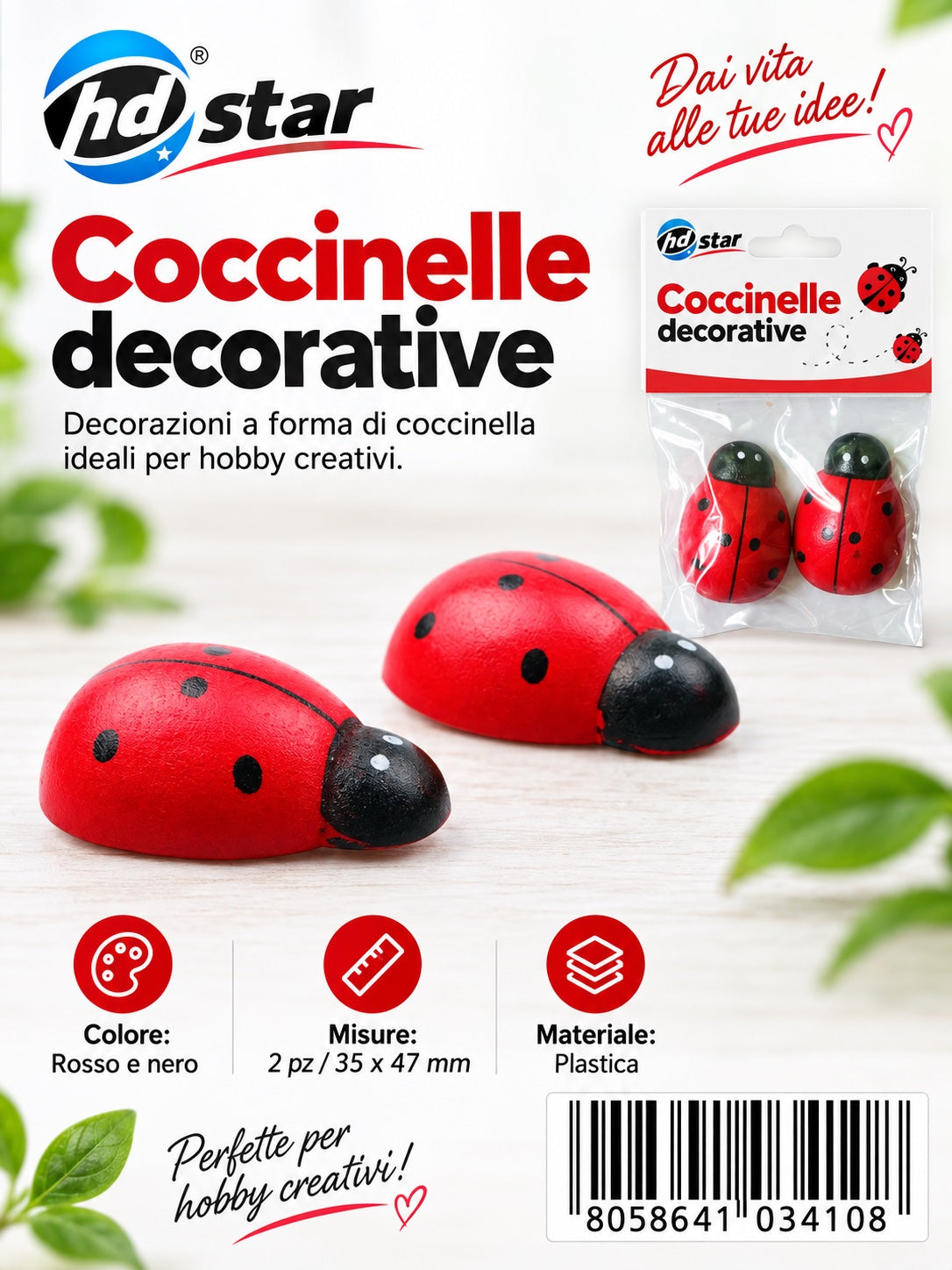 03410 Coccinelle Decorative 2Pz 35*47Mm Ct 480