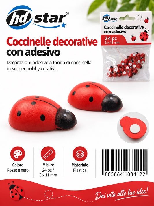 03412 Coccinelle Decorative Con Adesivo 24Pz 8*11Mm Ct 480