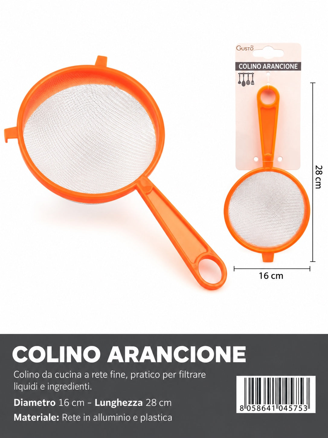 04575 Colino Arancione Alluminio 16Cm