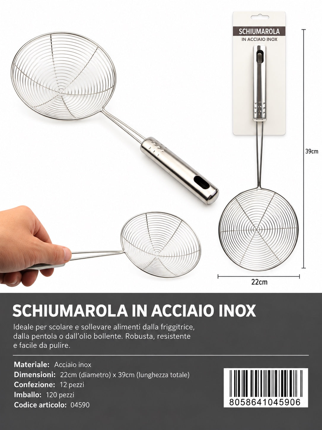 04590 Colino Inox 22Cm