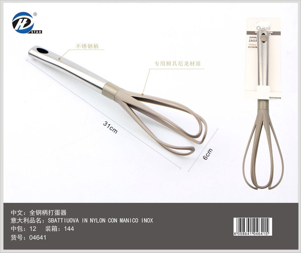 04641 Sbattiuova In Nylon Con Manico Inox