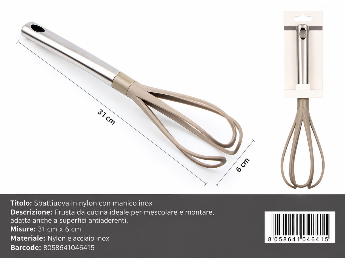 04641 Sbattiuova In Nylon Con Manico Inox