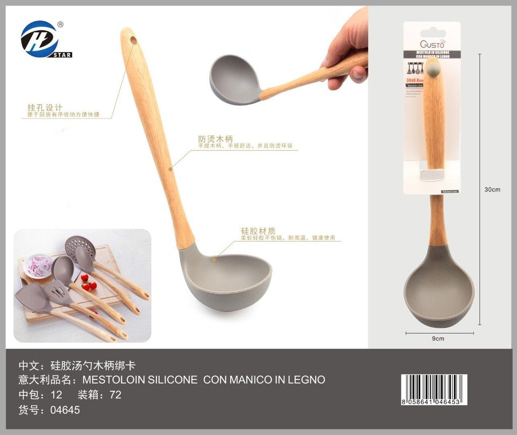 04645 Mestoloin Silicone Con Manico In Legno