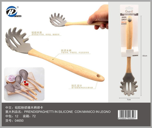 04650 Prendispaghetti In Silicone Con Manico In Legno