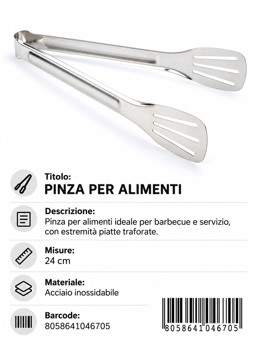 04670 Pinza Per Alimenti 25Cm 1/12 Ct144