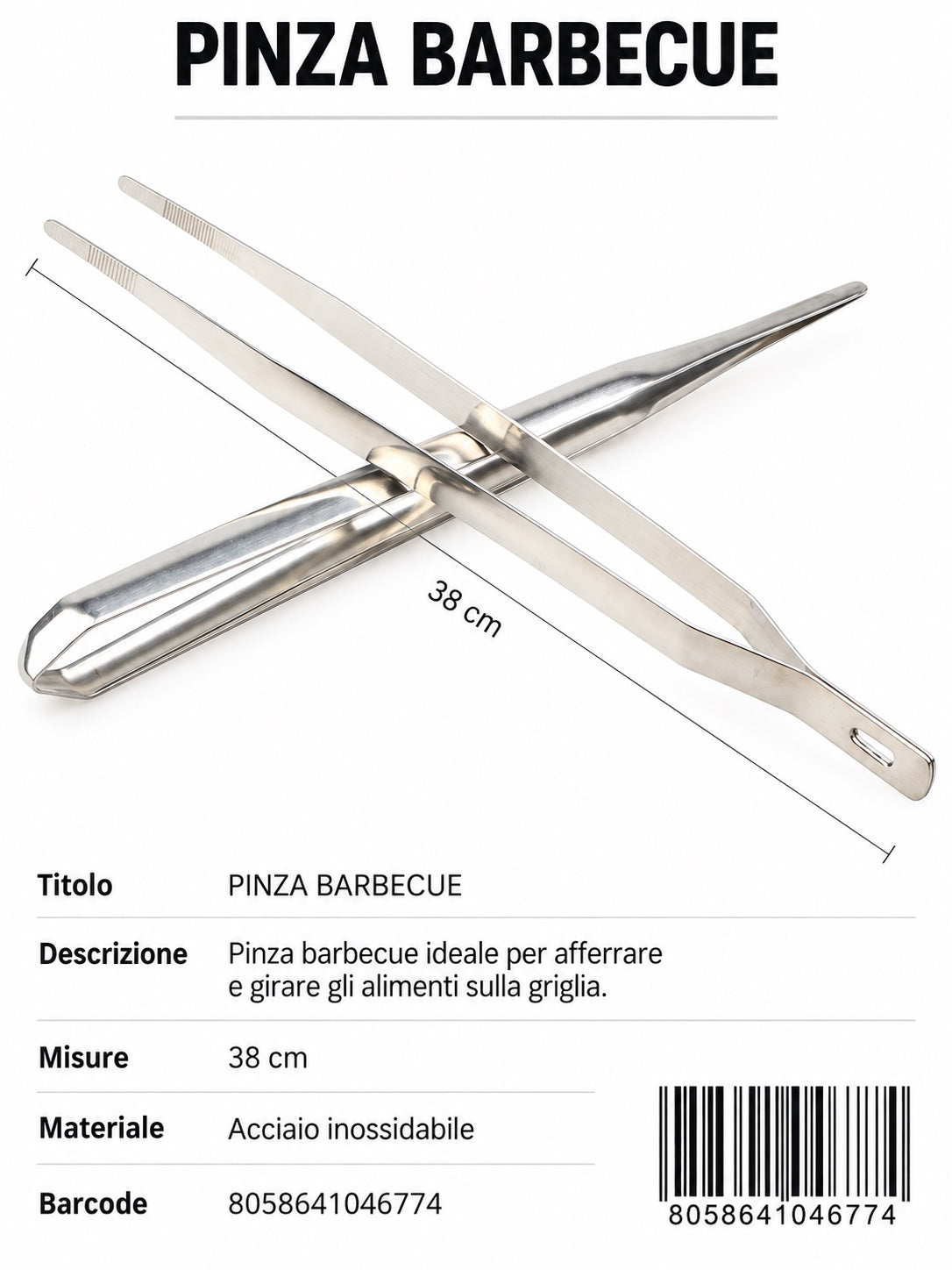 04677 Pinza Barbecue 38Cm 1/12 Ct144