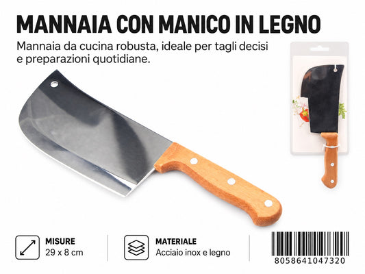 04732 Mannaia Con Manico In Legno 29*8Cm