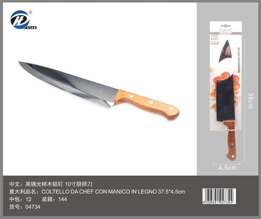 04734 Coltello Da Chef Con Manico In Legno 37.5*4.5Cm