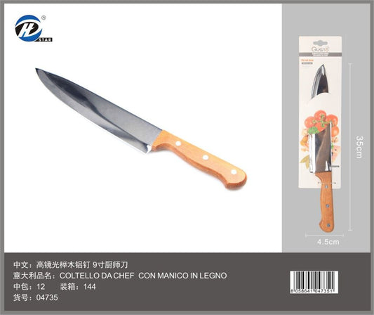 04735 Coltello Da Chef Con Manico In Legno 35.5*4.5Cm
