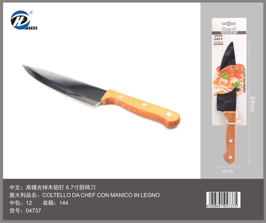 04737 Coltello Da Chef Con Manico In Legno 29*4Cm