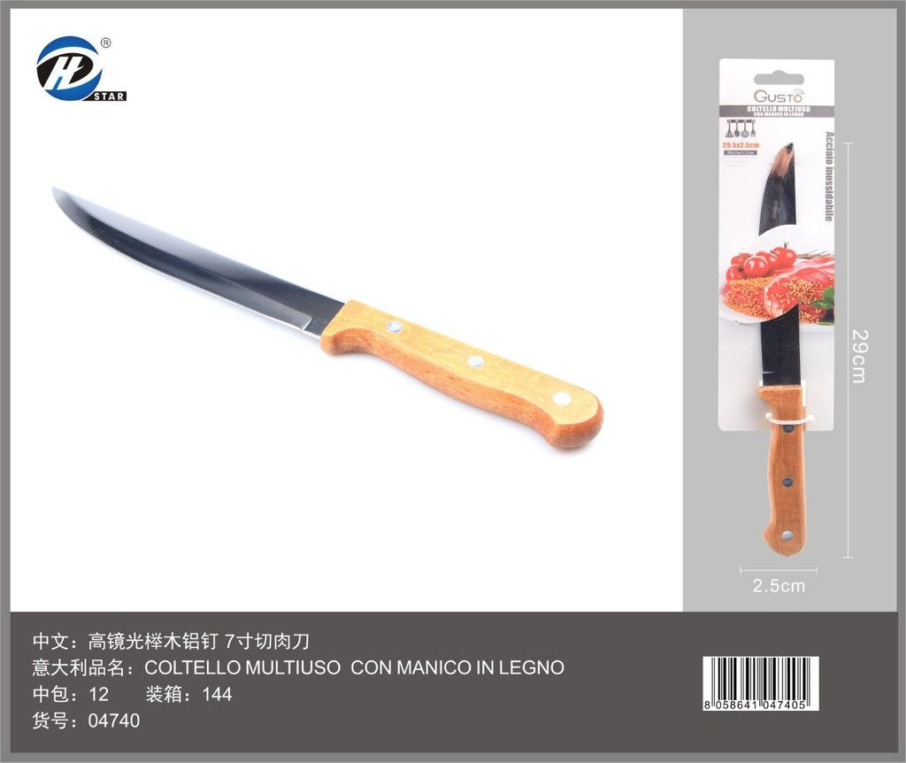 04740 Coltello Multiuso Con Manico In Legno 29.5*2.5Cm