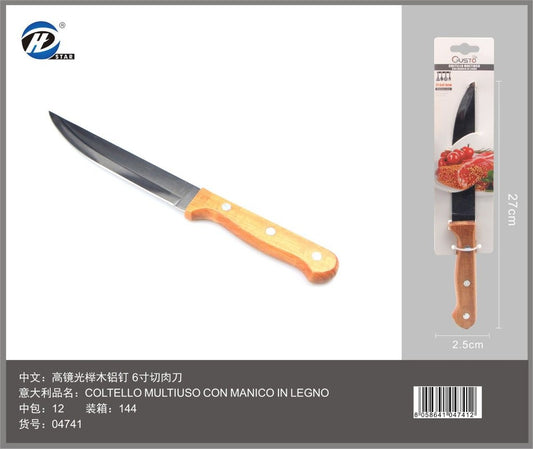 04741 Coltello Multiuso Con Manico In Legno 27.5*2.5Cm