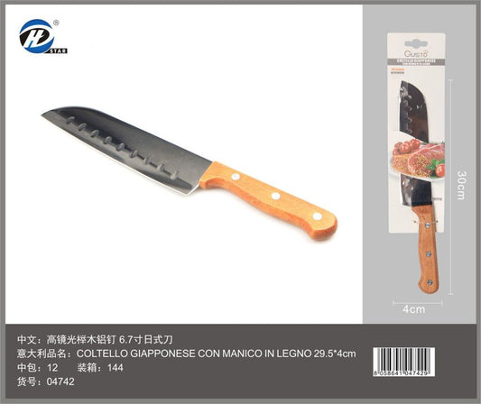 04742 Coltello Giapponese Con Manico In Legno 29.5*4Cm