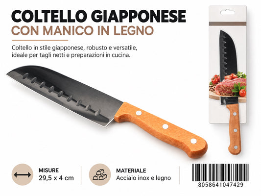 04742 Coltello Giapponese Con Manico In Legno 29.5*4Cm