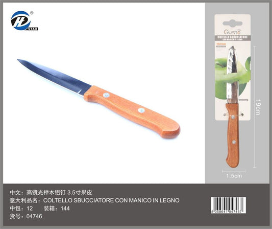 04746 Coltello Sbucciatore Con Manico In Legno 19*1.5Cm