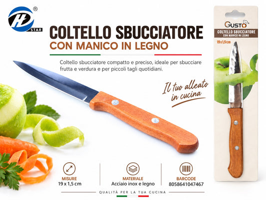 04746 Coltello Sbucciatore Con Manico In Legno 19*1.5Cm