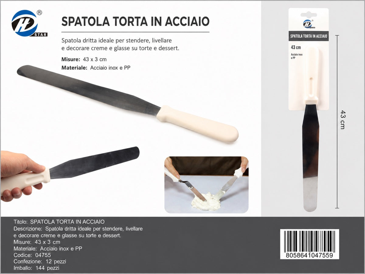 04755 Spatola Torta In Acciaio 30Cm