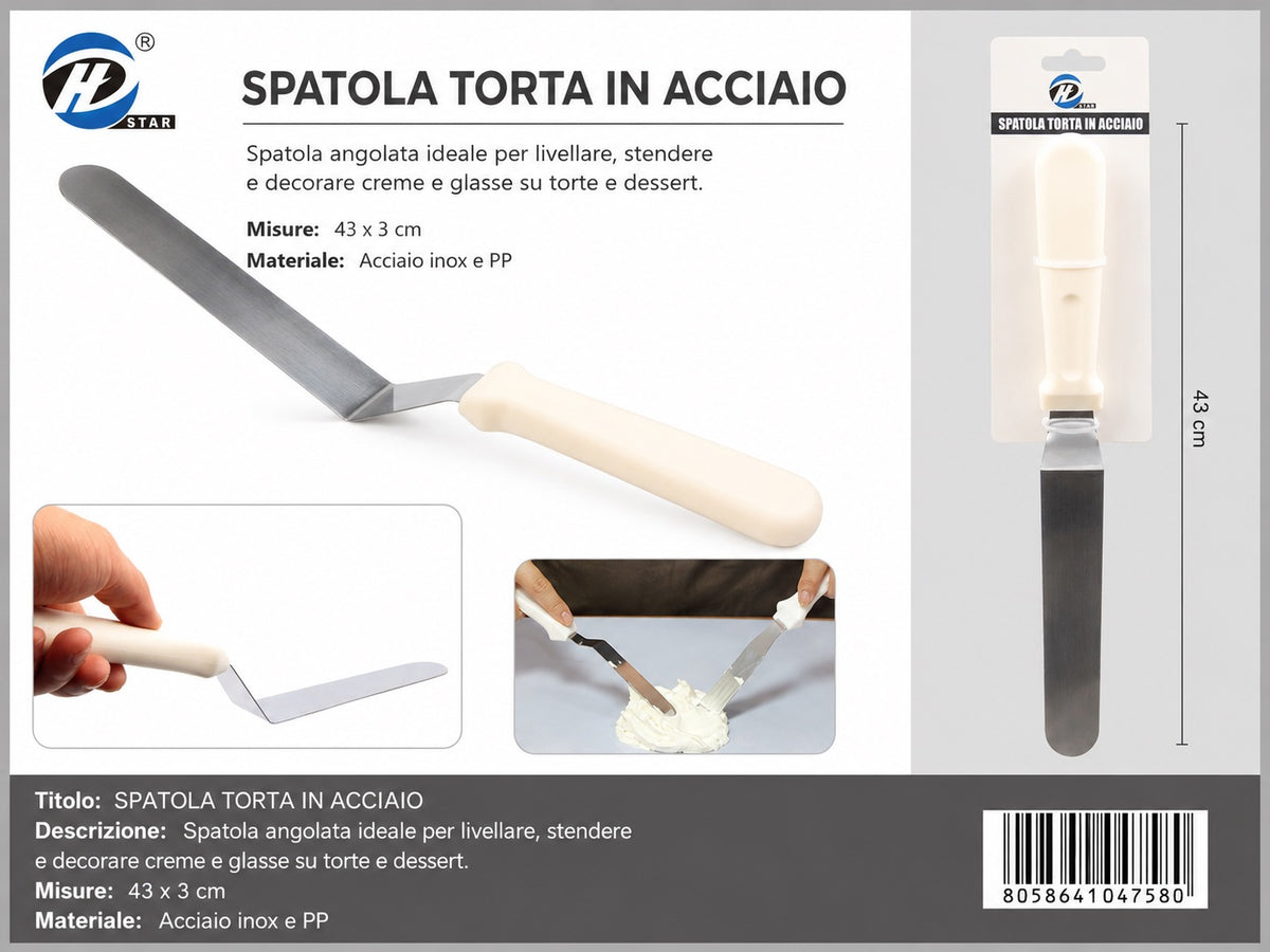 04758 Spatola Torta In Acciaio 30Cm