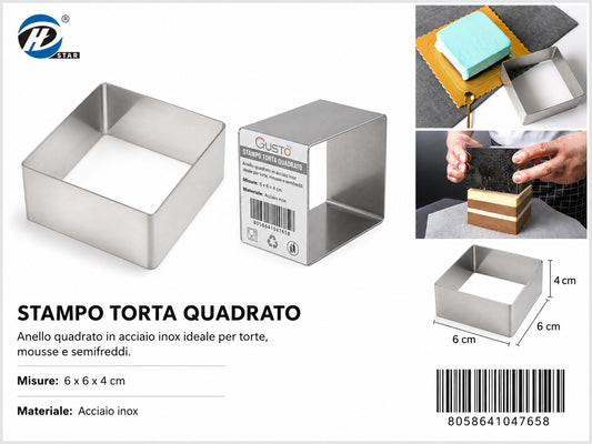 04765 Stampo Torta Quadrato 6*4