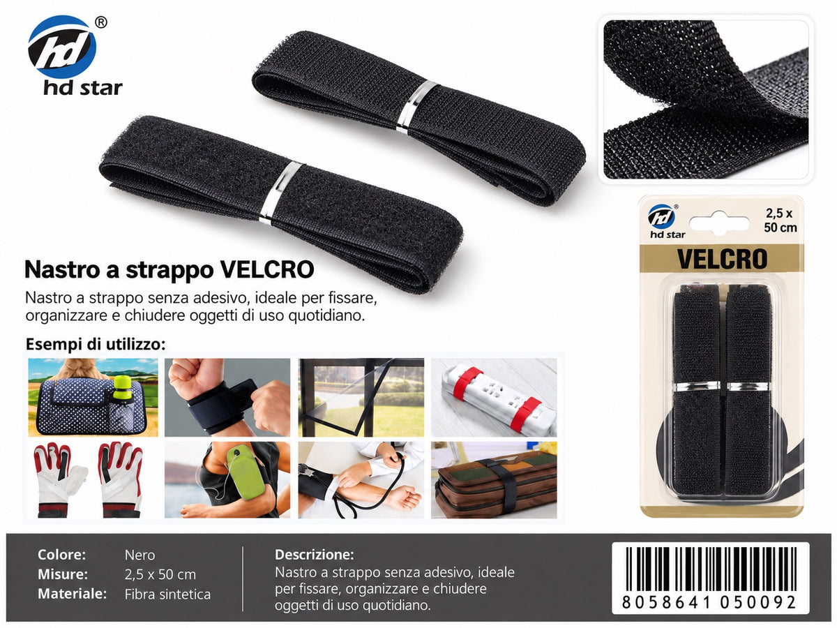 05009 Velcro 2.5*50Cm Nero 1/12 Ct 240