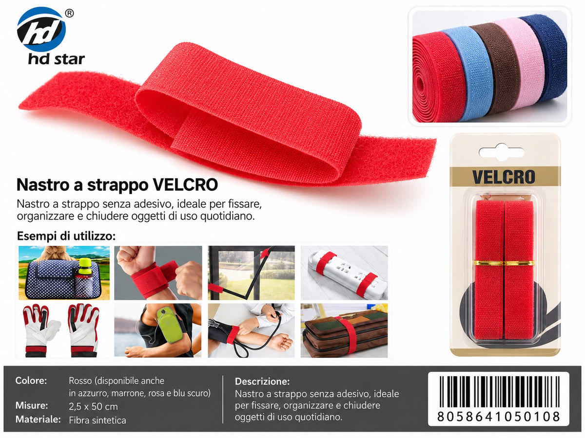 05010 Velcro 2.5*50Cm Assortiti 1/12 Ct 240