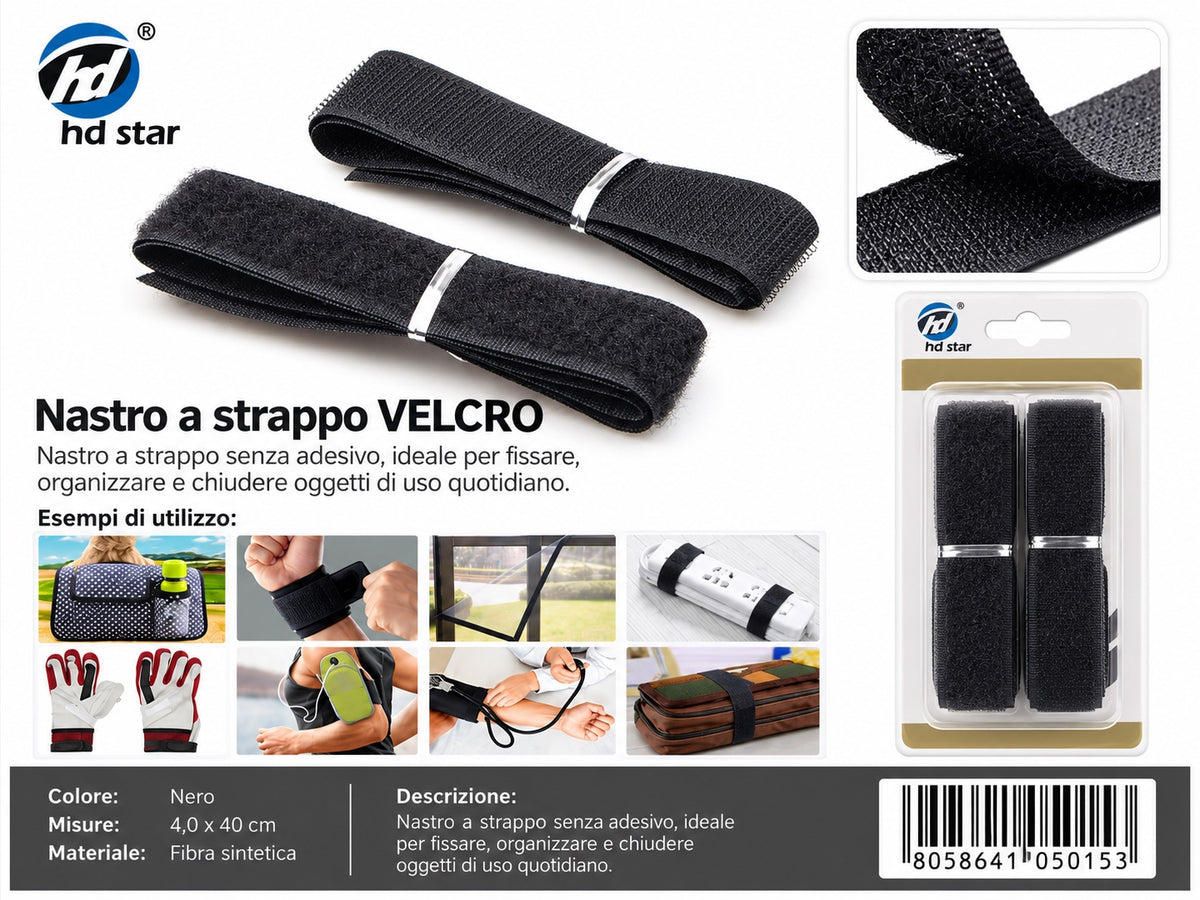 05015 Velcro 4.0*40Cm Nero 1/12 Ct 240