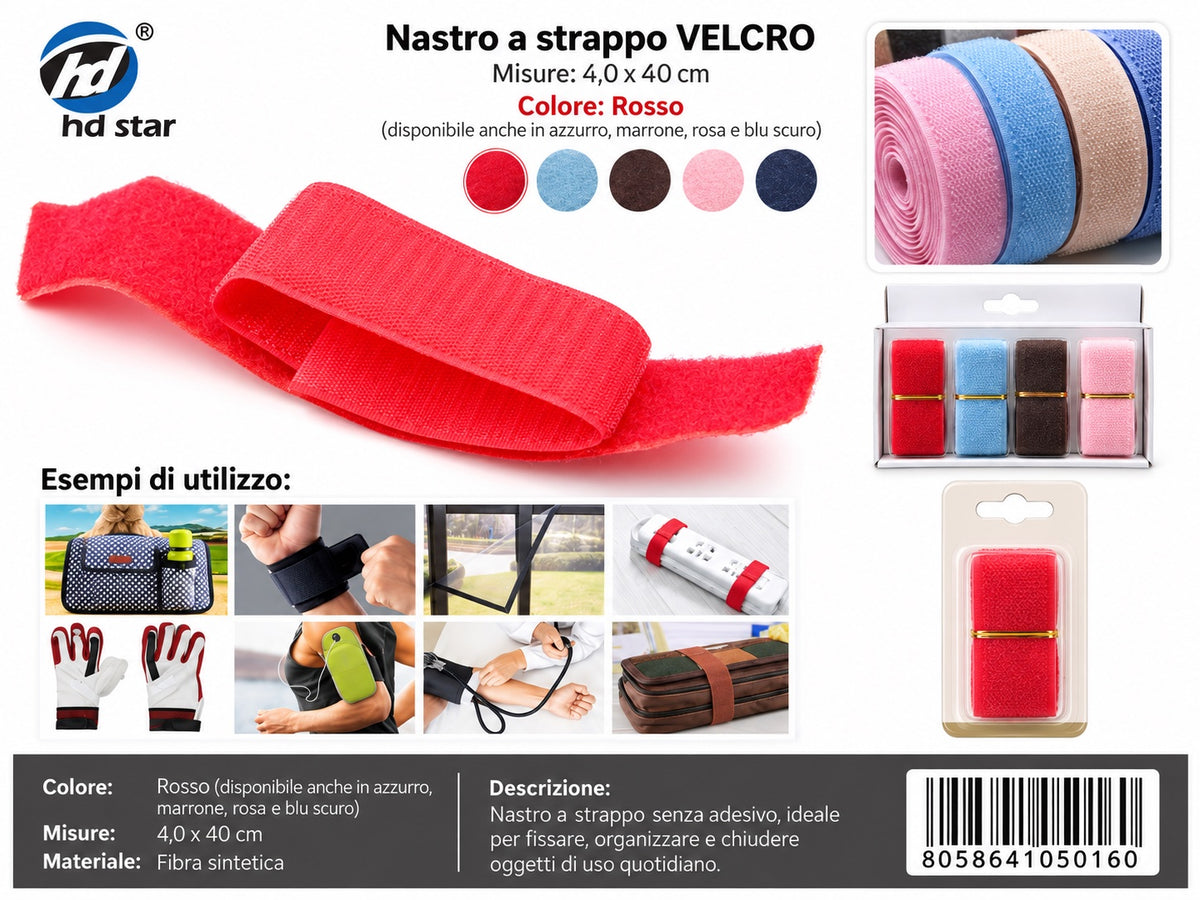 05016 Velcro 4.0*40Cm Assortiti 1/12 Ct 240