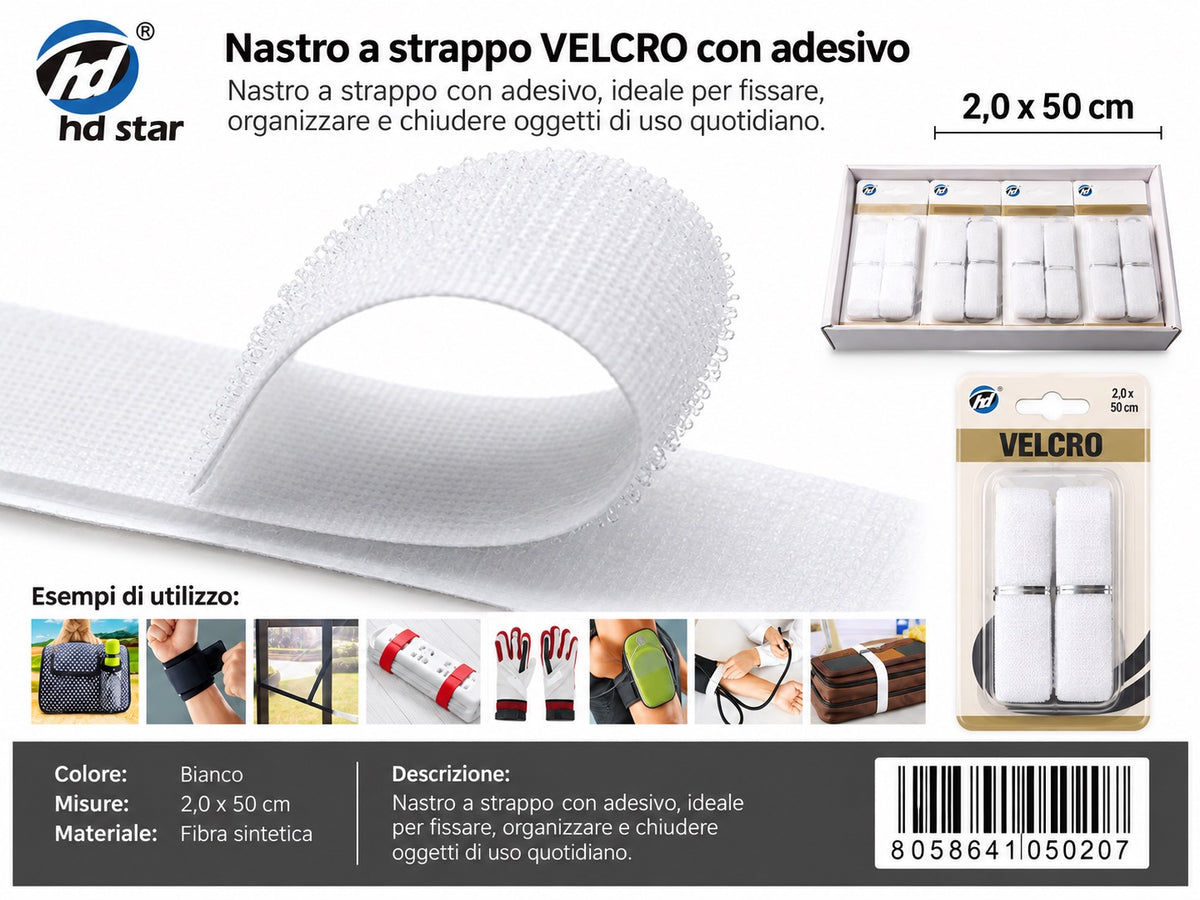 05020 Velcro Adesivo 2.0*50Cm Bianco 1/12 Ct 240