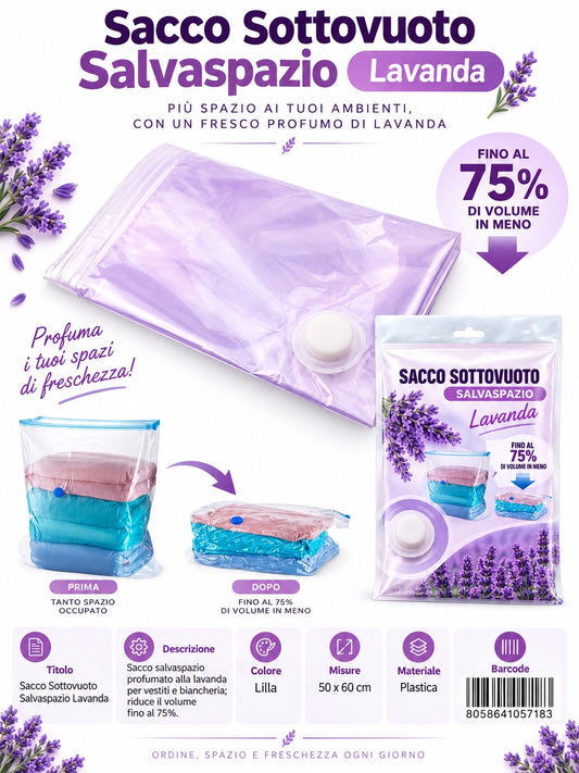 05718 Sacco Sottovuoto Prof. Lavanda 50*60Cm 1/12 Ct144