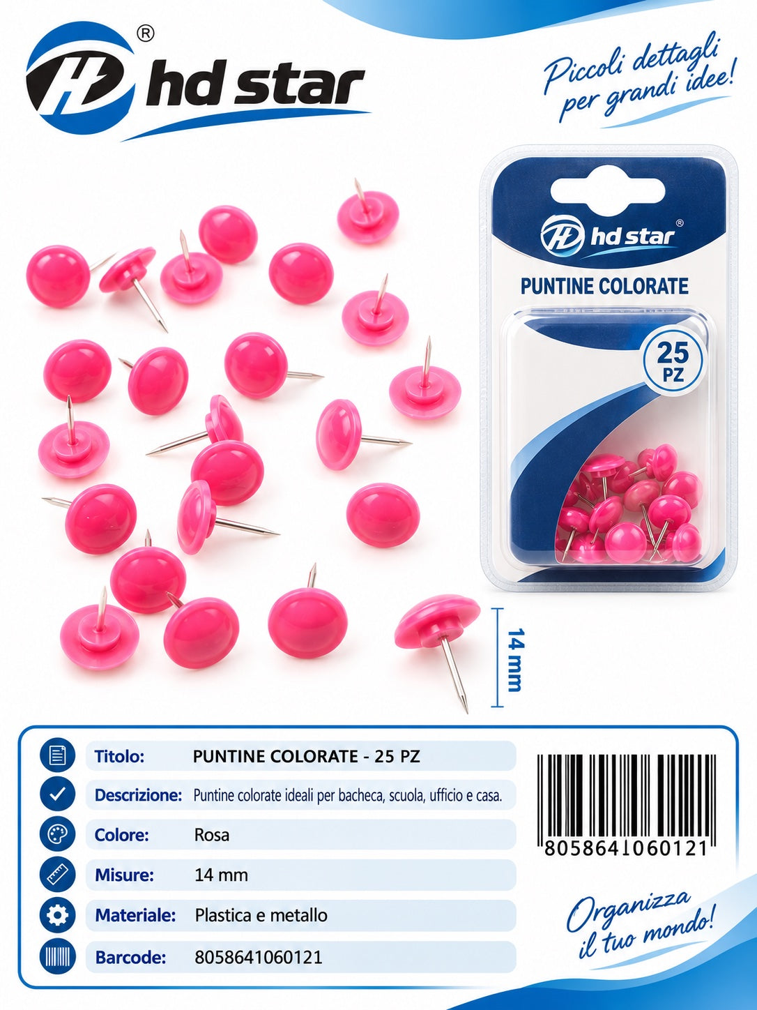 06012 Puntine Colorate Rosa 25Pz 1/12 Ct 288
