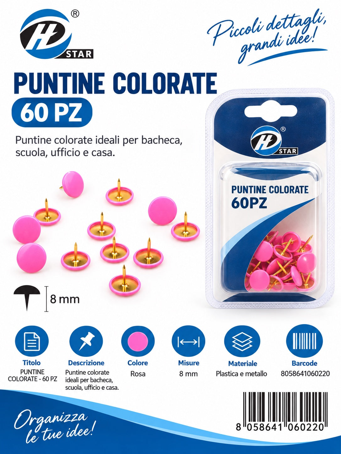 06022 Puntine Colorate 1/12 Ct288