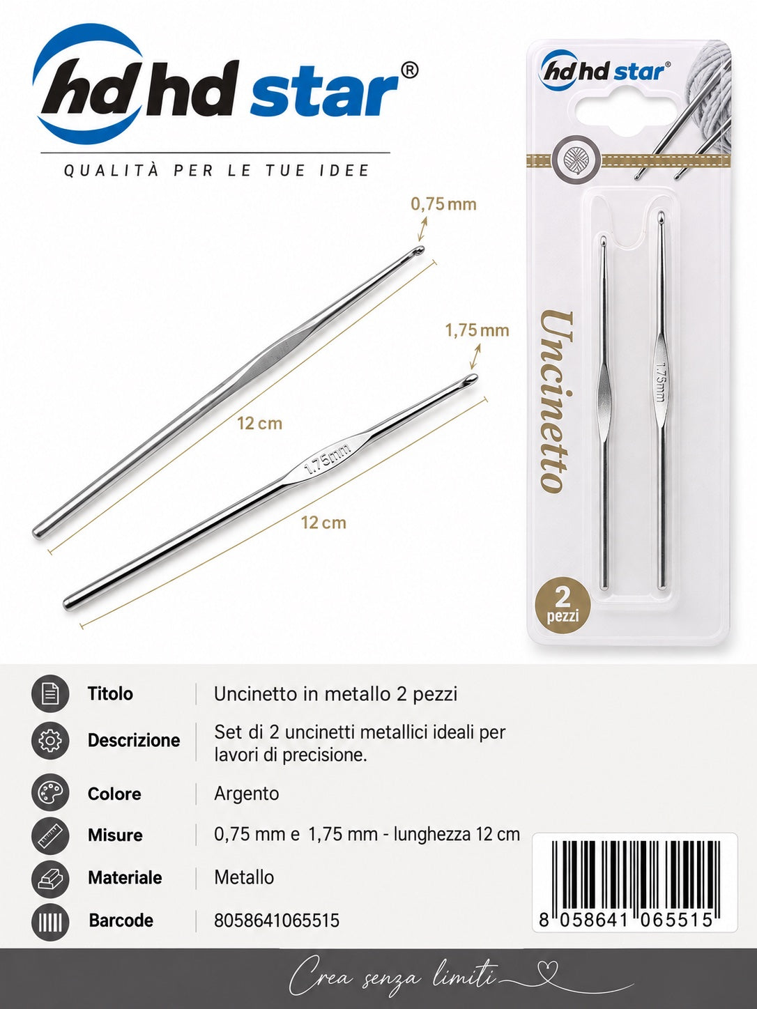 06551 Uncinetto 2Pz 1/12 Ct480