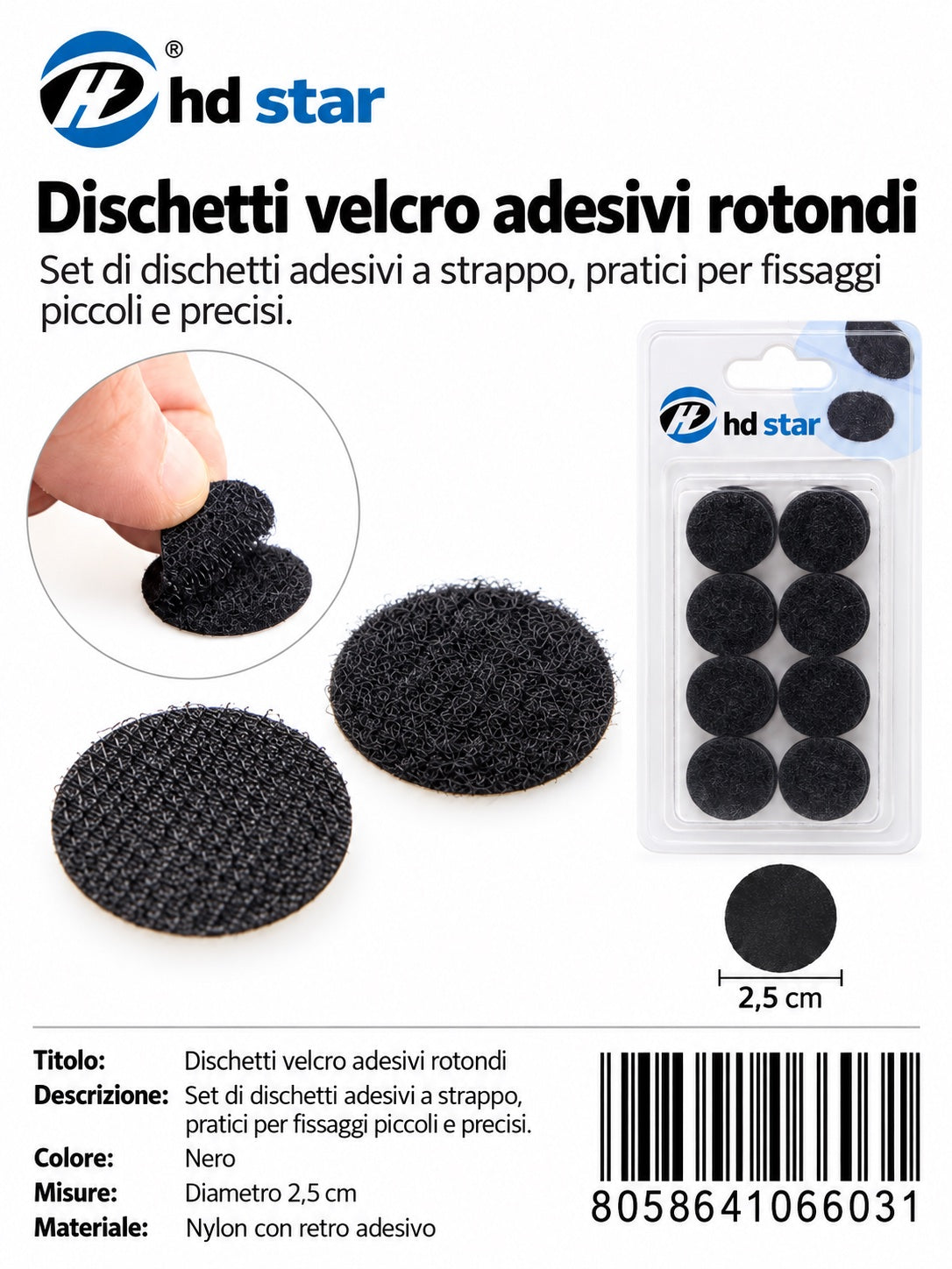 06603 Velcro 2.5Cm 8Pcs