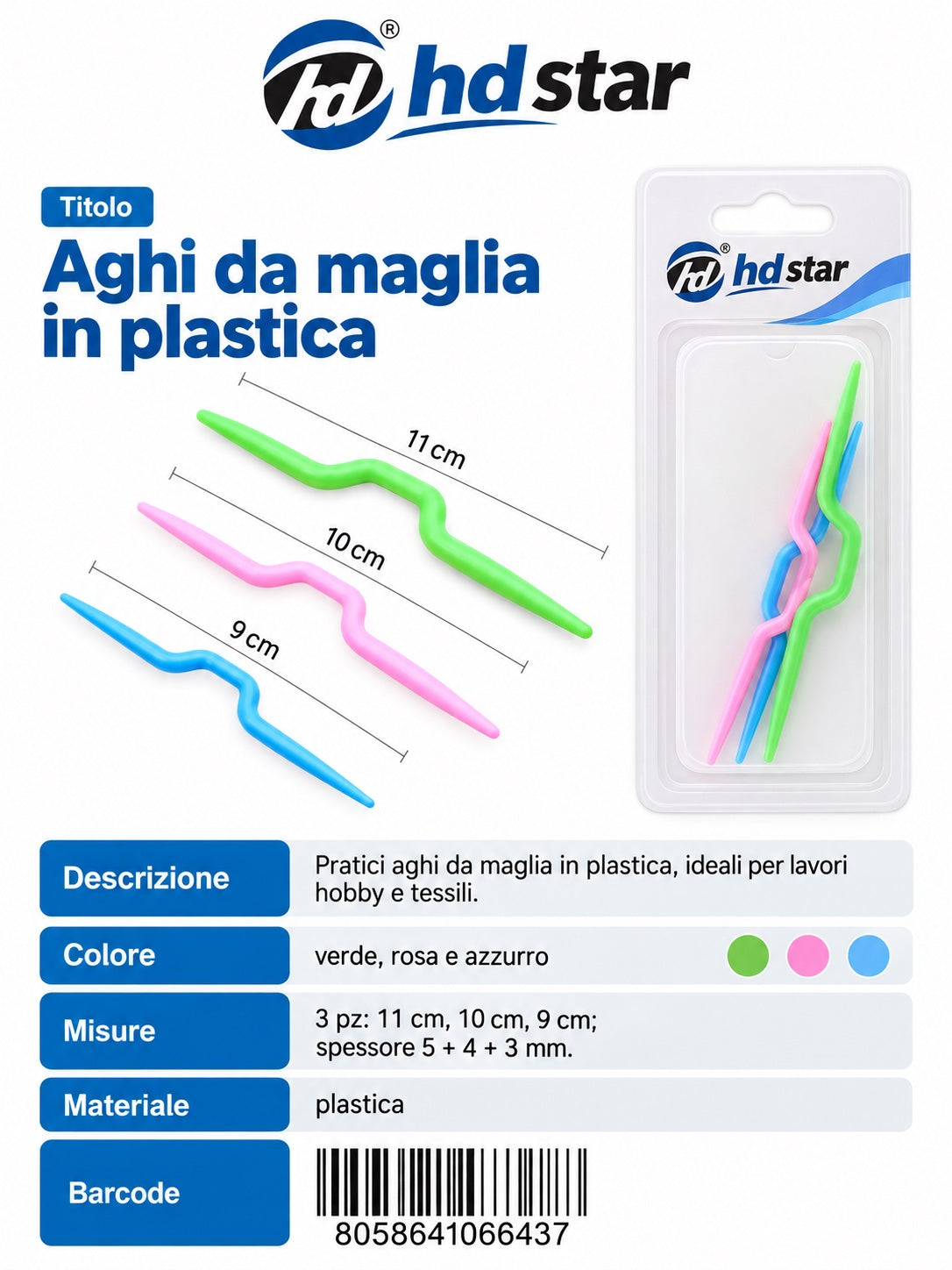 06643 Aghi Da Maglia In Plastica 1/12 Ct480