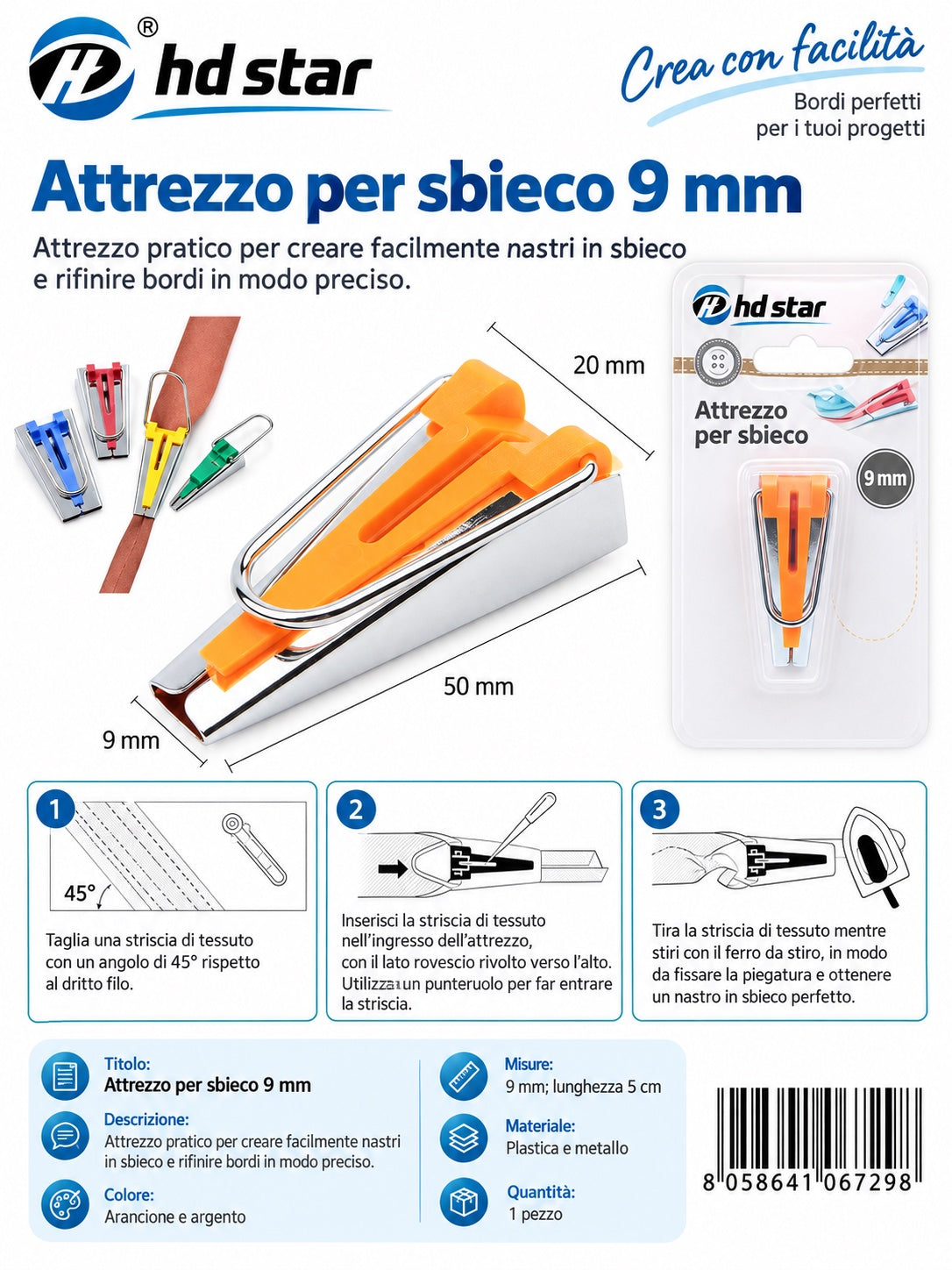 06729 Attrezzo Sbieco 9Mm