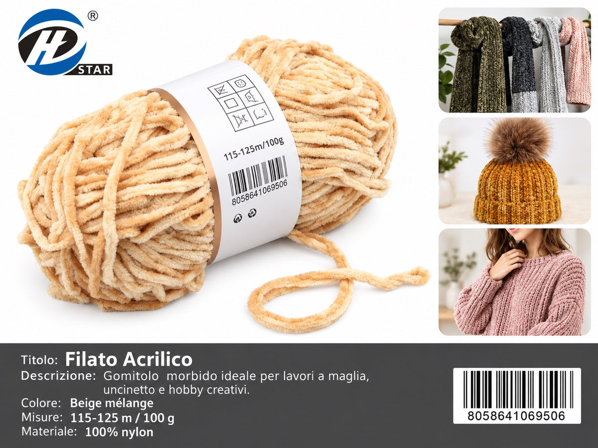 06950 Filato Acrilico Ciniglia 100G 1/6 Ct72