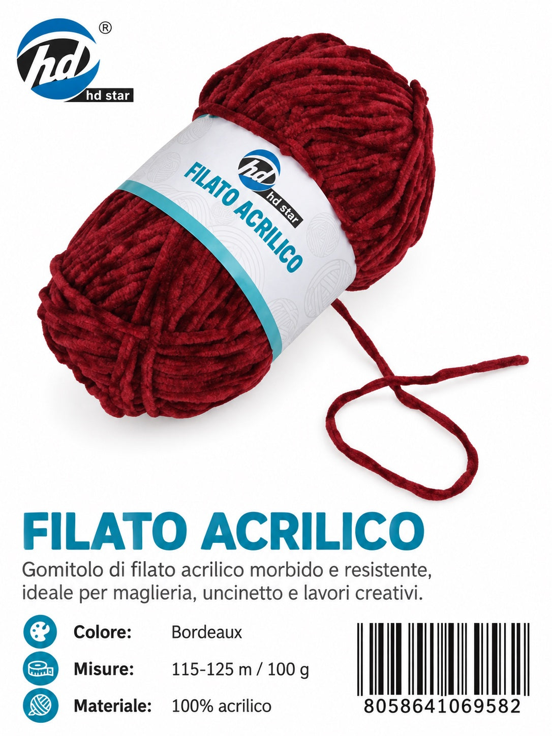 06958 Filato Acrilico Ciniglia 100G 1/6 Ct72