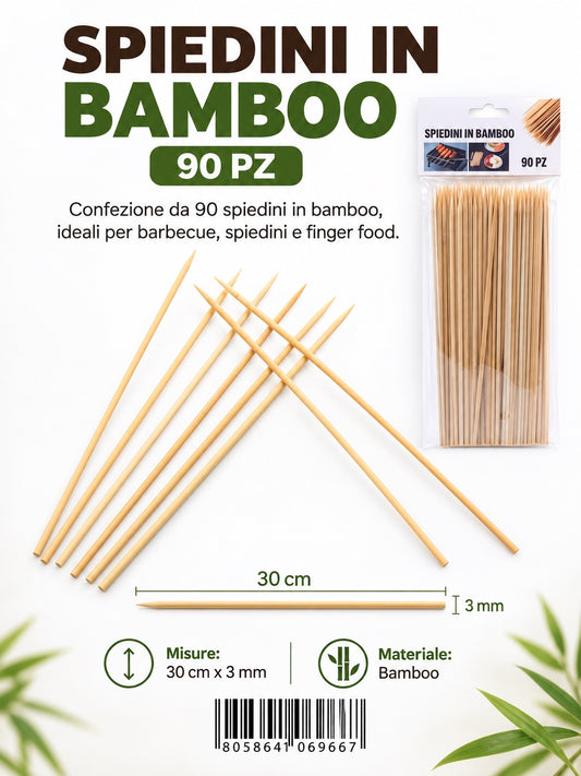 06966 Spiedini In Bamboo 3.0Mm*30Cm 90Pz 1/12 Ct144