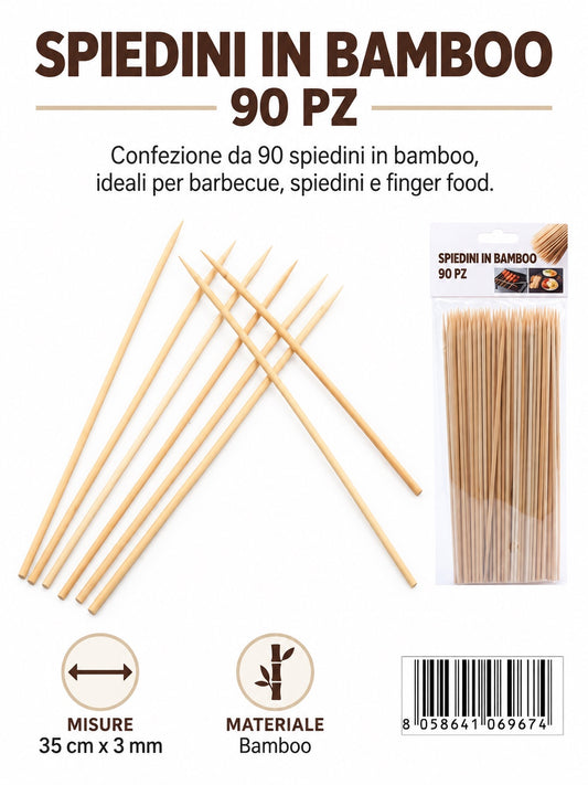 06967 Spiedini In Bamboo 3.0Mm*35Cm 90Pz 1/12 Ct144