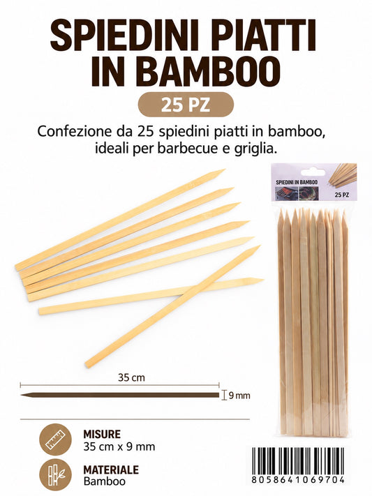 06970 Spiedini In Bamboo 3.0*0.9Mm*35Cm 25Pz 1/12 Ct144