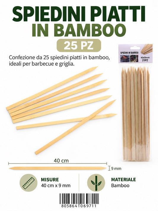 06971 Spiedini In Bamboo 3.0*0.9Mm*40Cm 25Pz 1/12 Ct144