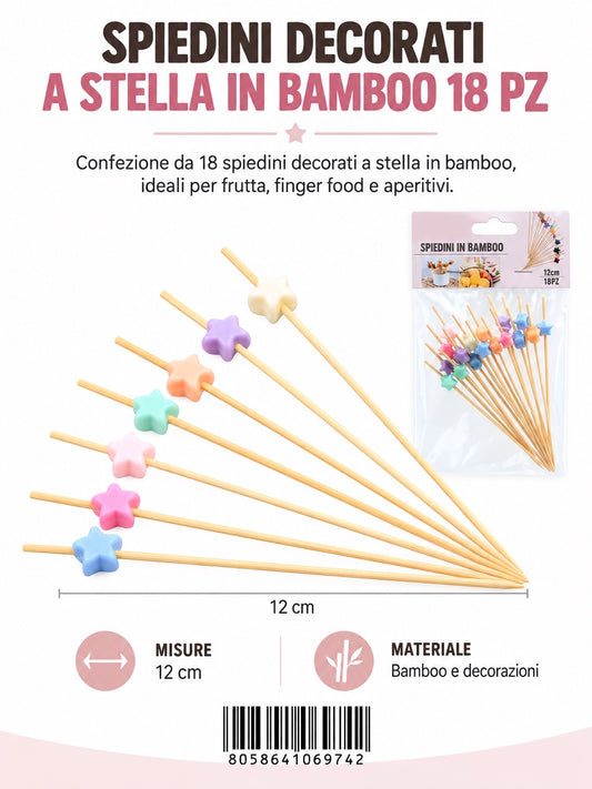 06974 Spiedini In Bamboo 12Cm 18Pz 1/24 Ct288