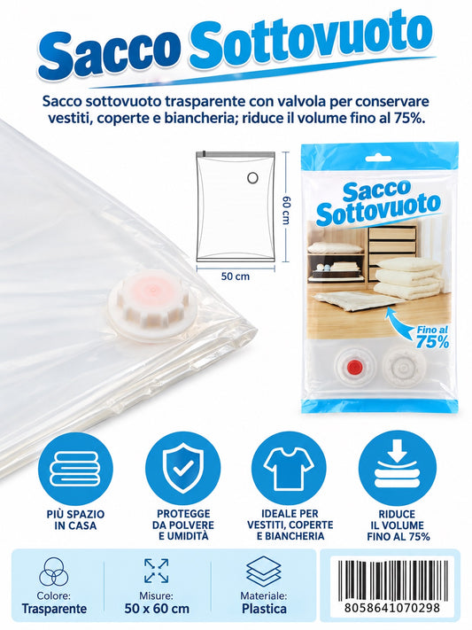 07029 Sacco Sottovuoto 50*60 Cm 1/12 Ct144